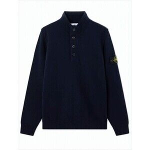 Stone Island Half-Zip Knit Sweater With Ribbed Stand Collar - NWT